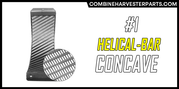 Helical-bar concave in combine harvester