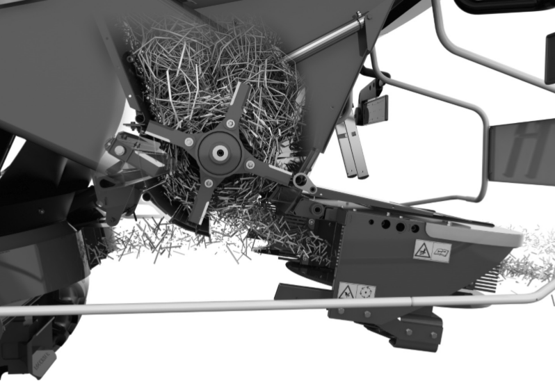 Lateral view of a straw chopper/chaff spreader. (Courtesy of CLAAS, Harsewinkel, Germany.)