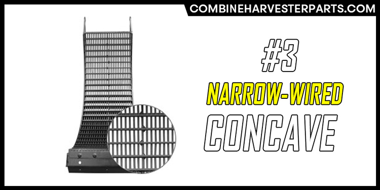 Narrow-wired concave in combine harvester